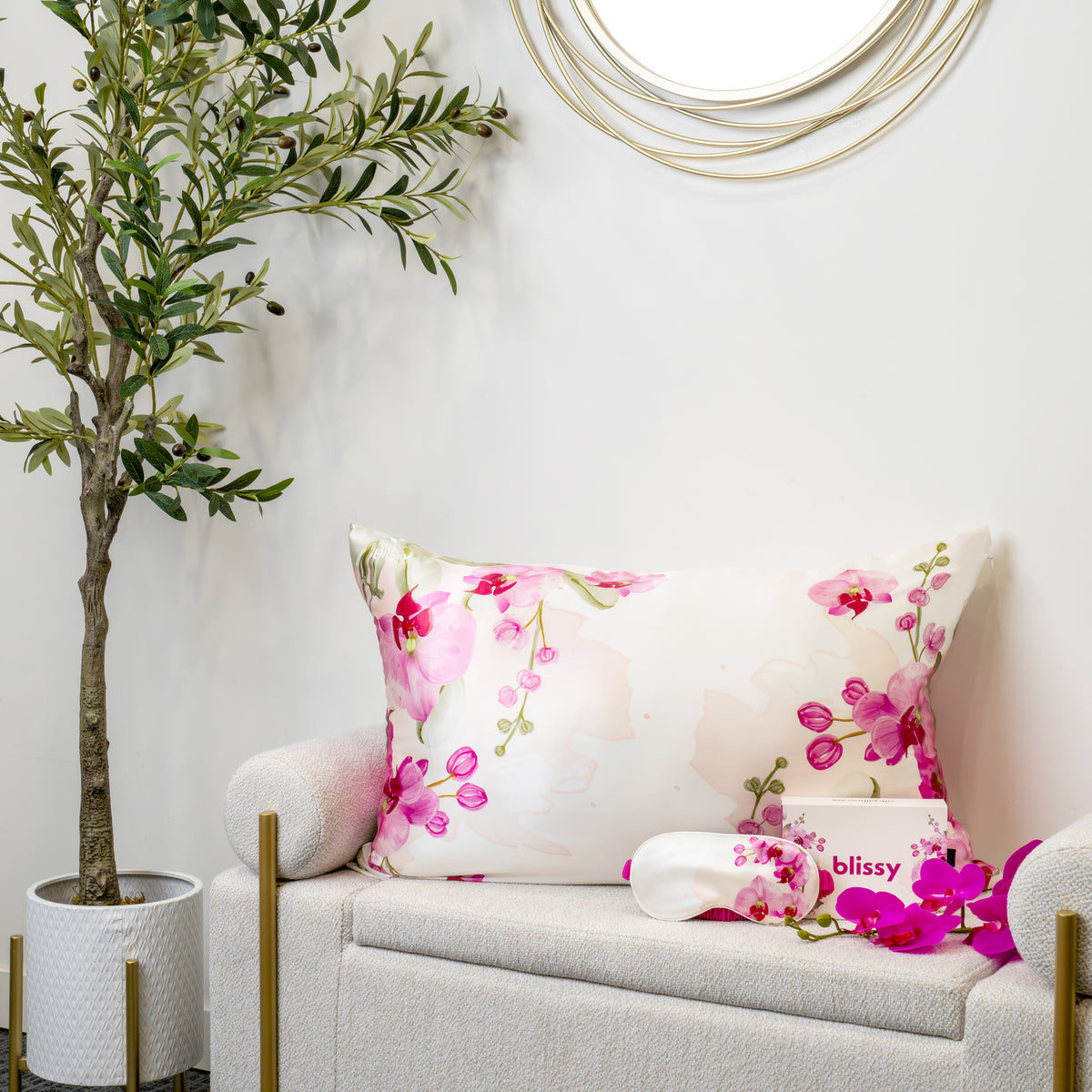 Blissy Standard Zodiac Flower Pillowcase Lifestyle – Mulberry Silk