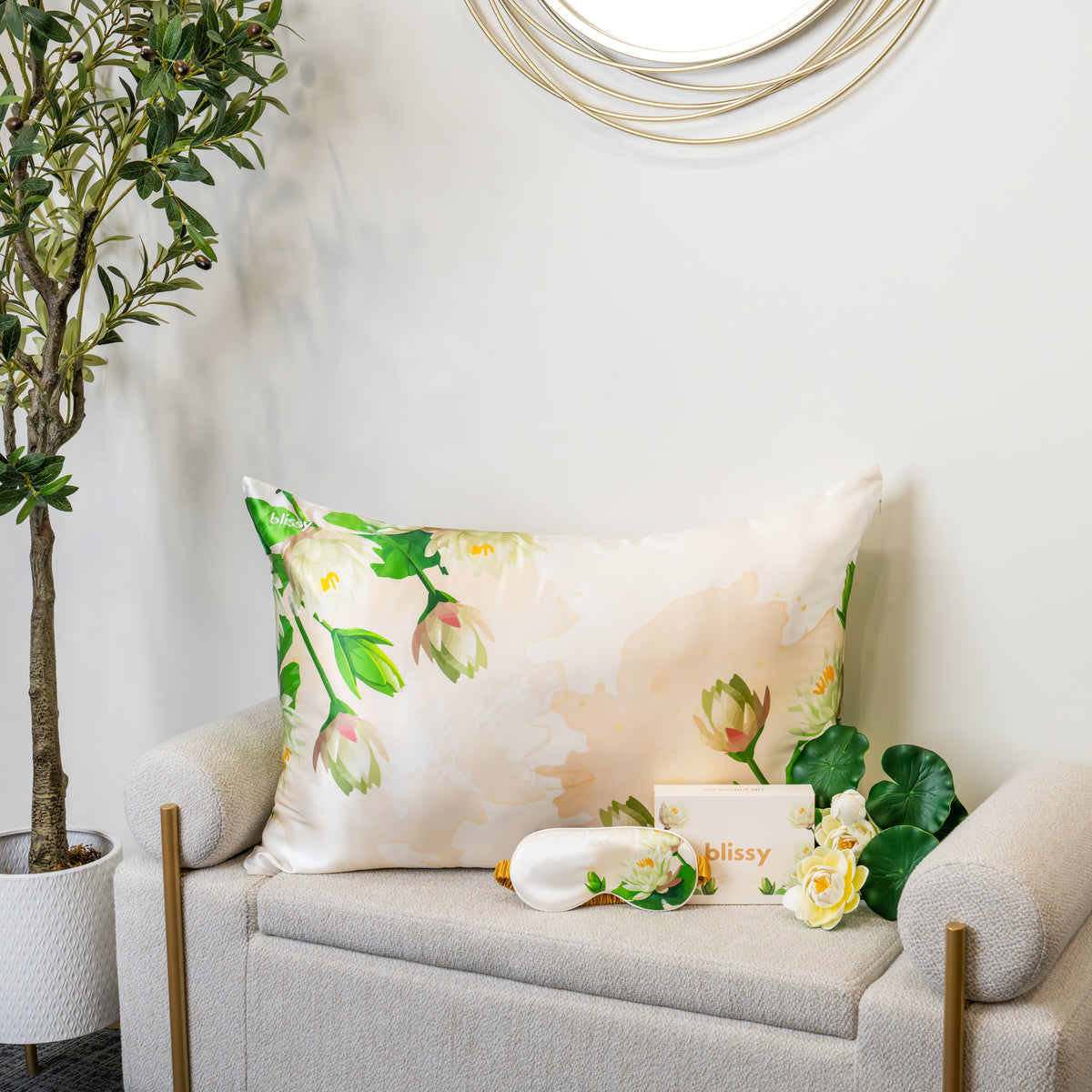 Zodiac Flower Pillowcase Close-Up – Blissy 22 Momme Silk