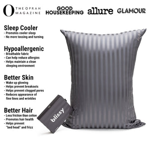 Pillowcase - Grey Striped - Queen