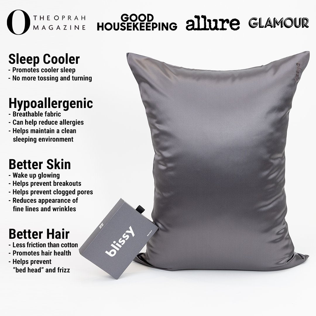 Grey Mulberry Silk Pillowcase – Blissy Standard