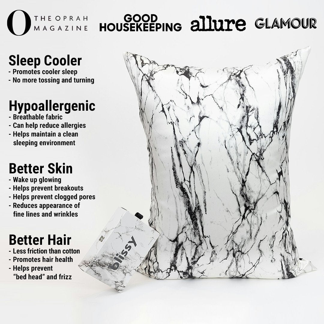 Light Marble Mulberry Silk Pillowcase – Blissy Queen