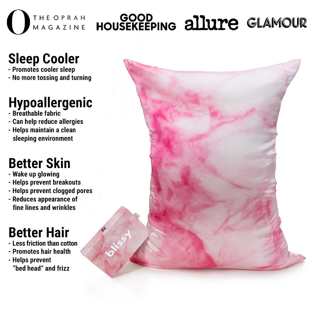 Pink Tie-Dye Mulberry Silk Pillowcase – Blissy Standard