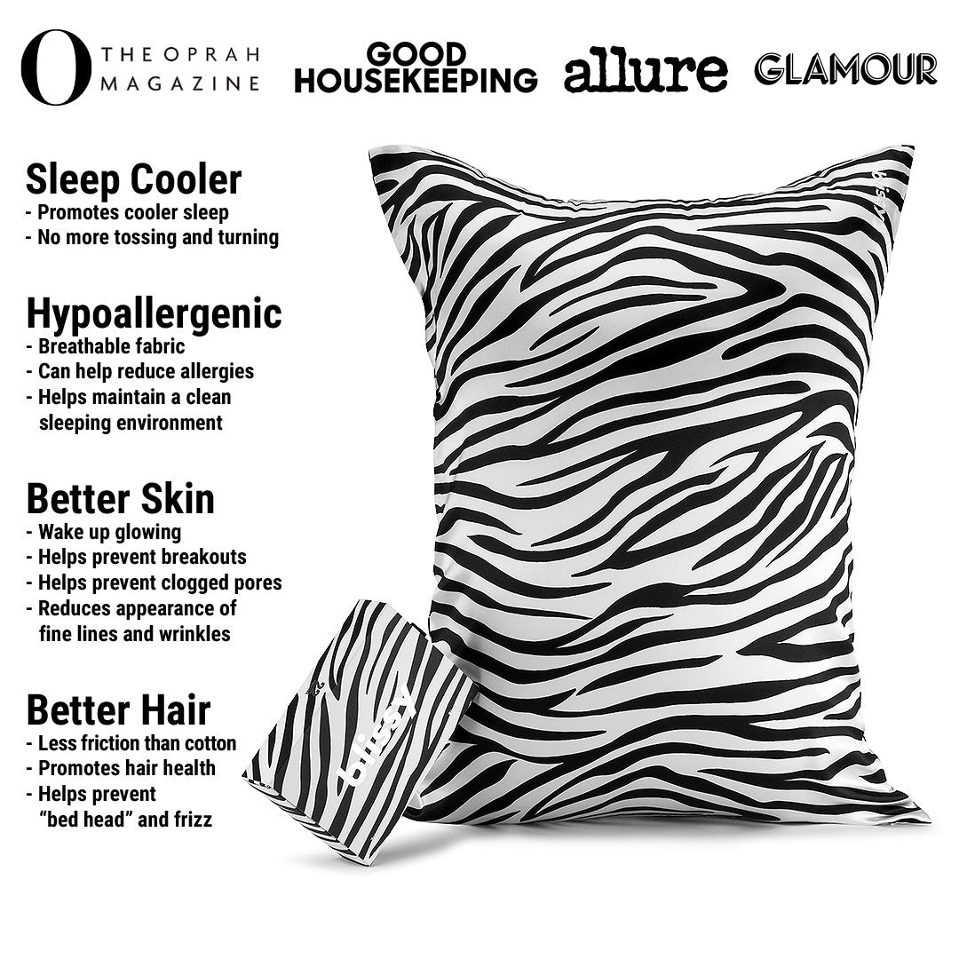 Zebra Mulberry Silk Pillowcase – Blissy Standard