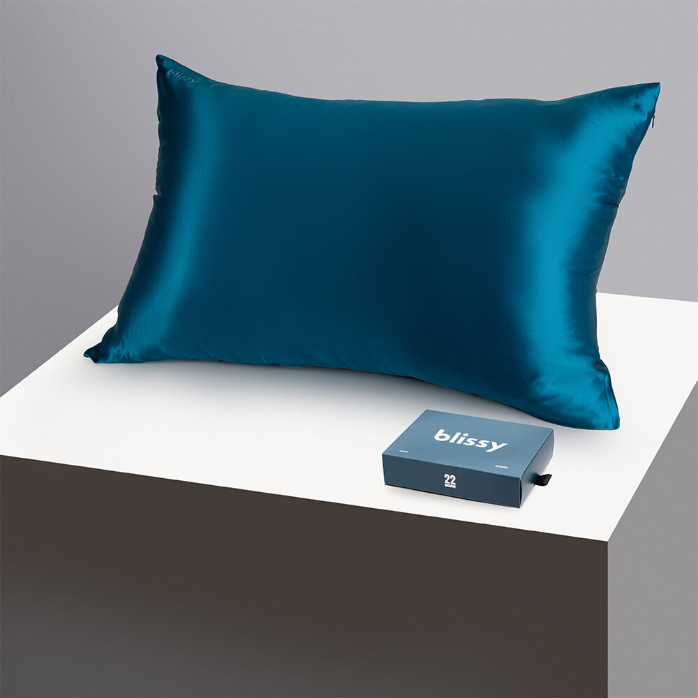 Blissy King Aqua Pillowcase – 22 Momme Mulberry Silk, 100% Silk
