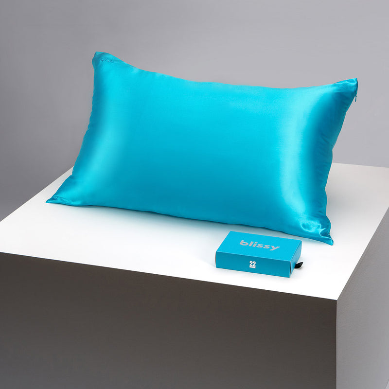 Pillowcase - Bahama Blue - Standard - Blissy Standard Bahama Blue Pillowcase – 22 Momme Mulberry Silk, 100% Silk