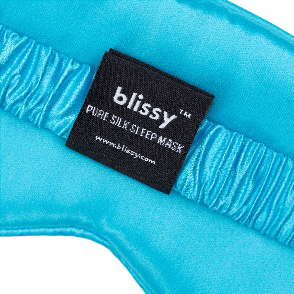 Blissy Bahama Blue Silk Sleep Mask Detail –