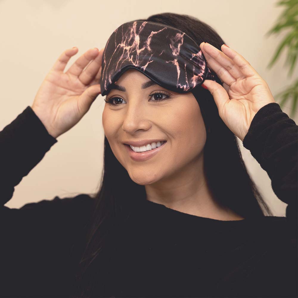 Rose Black Marble Mulberry Silk Sleep Mask – Blissy