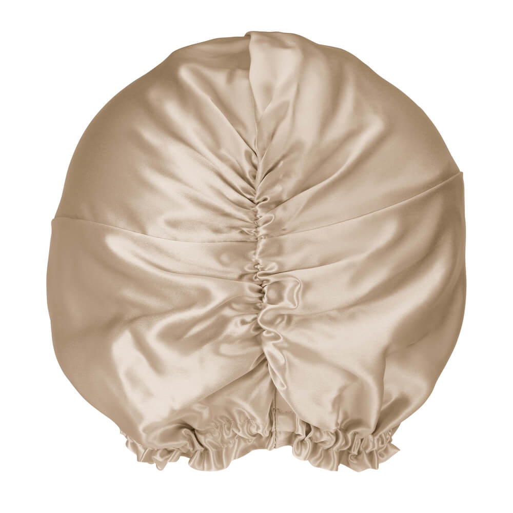 Champagne Blissy Bonnet Close-Up – Blissy 22 Momme Silk