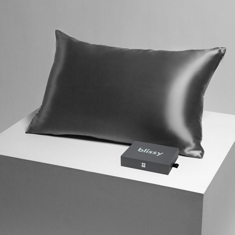 Blissy Standard Grey Pillowcase – 22 Momme Mulberry Silk, 100% Silk