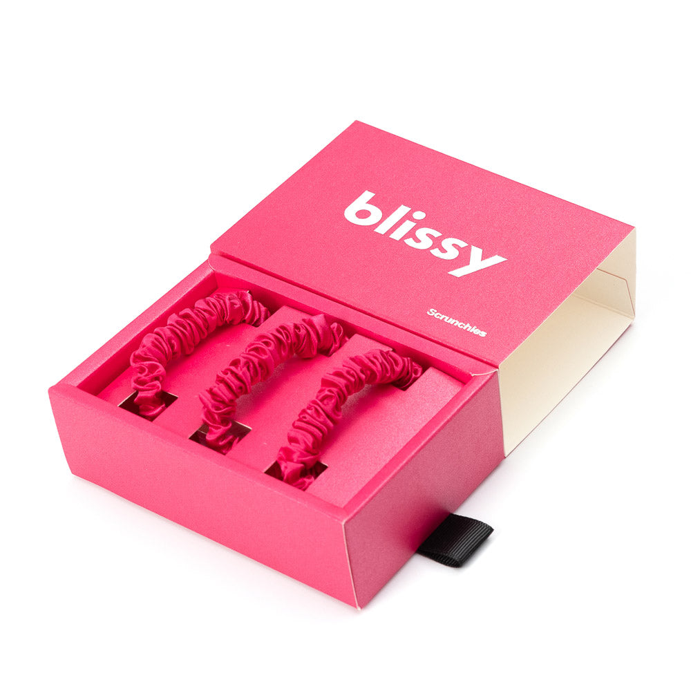 Blissy Hibiscus Blissy Skinny Scrunchies – 22 Momme Mulberry Silk, 100% Silk