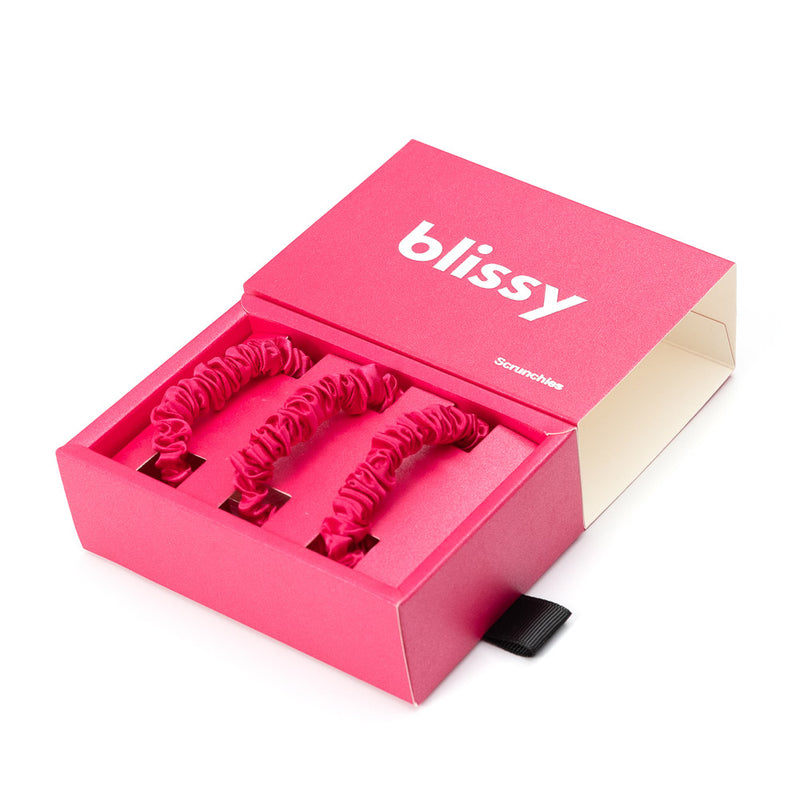 Blissy Skinny Scrunchies - Hibiscus - Blissy Hibiscus Blissy Skinny Scrunchies – 22 Momme Mulberry Silk, 100% Silk