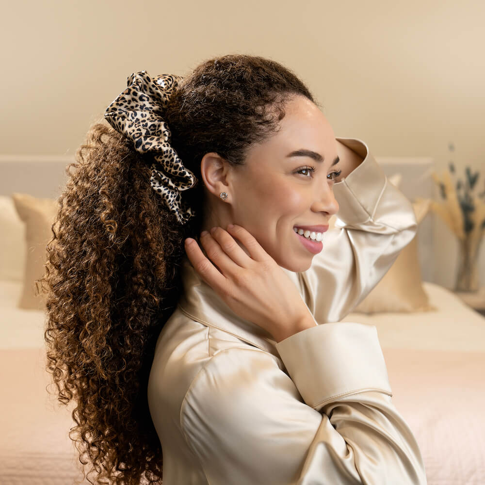 Blissy Leopard Silk Blissy Oversized Scrunchie Detail –