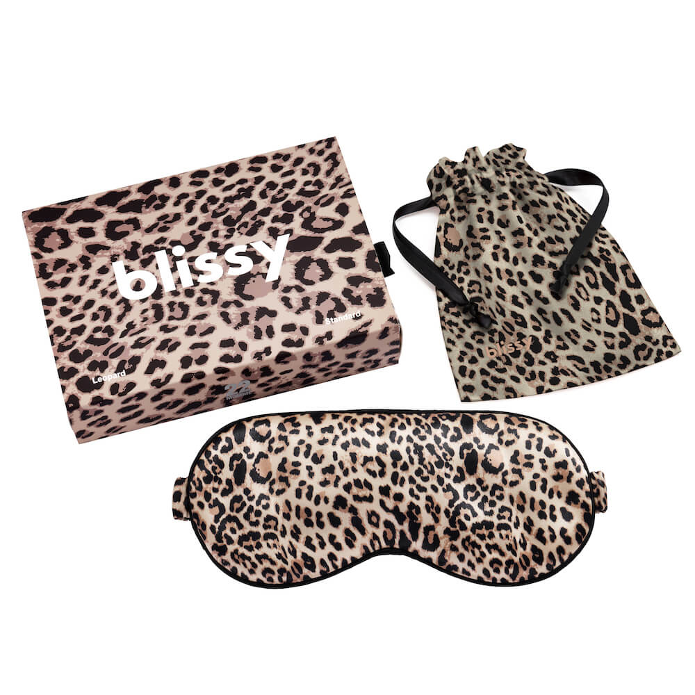 Blissy Leopard Sleep Mask – 22 Momme Mulberry Silk, 100% Silk