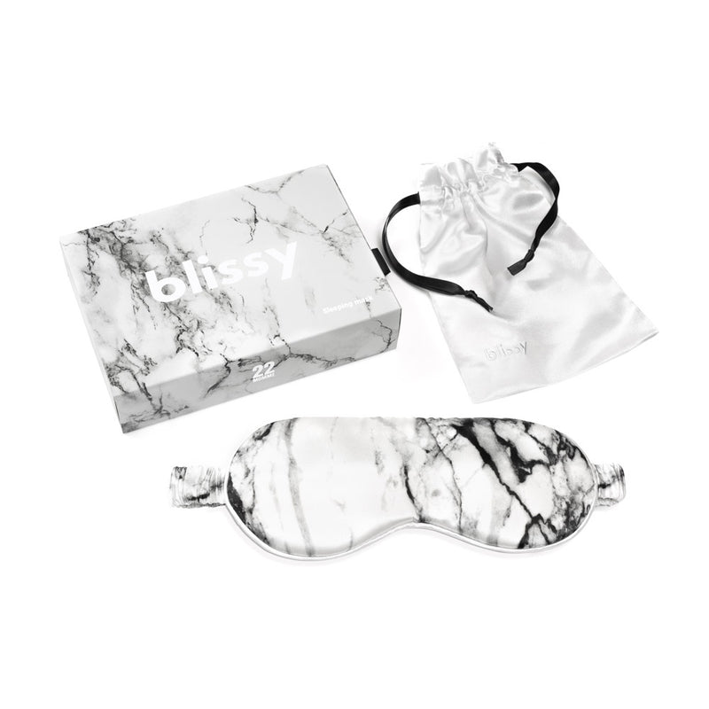Sleep Mask - Light Marble - Blissy Light Marble Sleep Mask – 22 Momme Mulberry Silk, 100% Silk