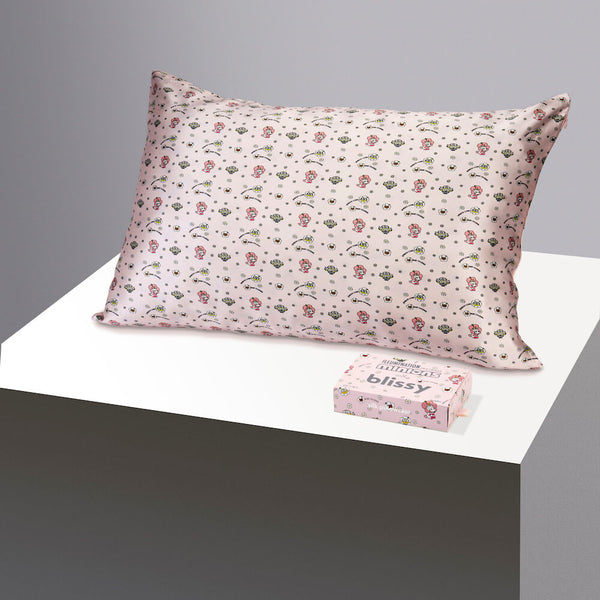 Blissy Pink Bello Daisy Minions Pillowcase – 22 Momme Mulberry Silk, 100% Silk