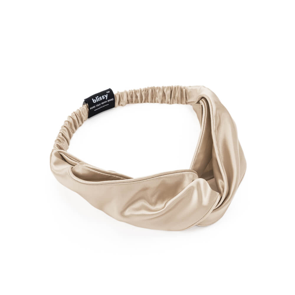 Champagne Blissy Head Piece Close-Up – Blissy 22 Momme Silk