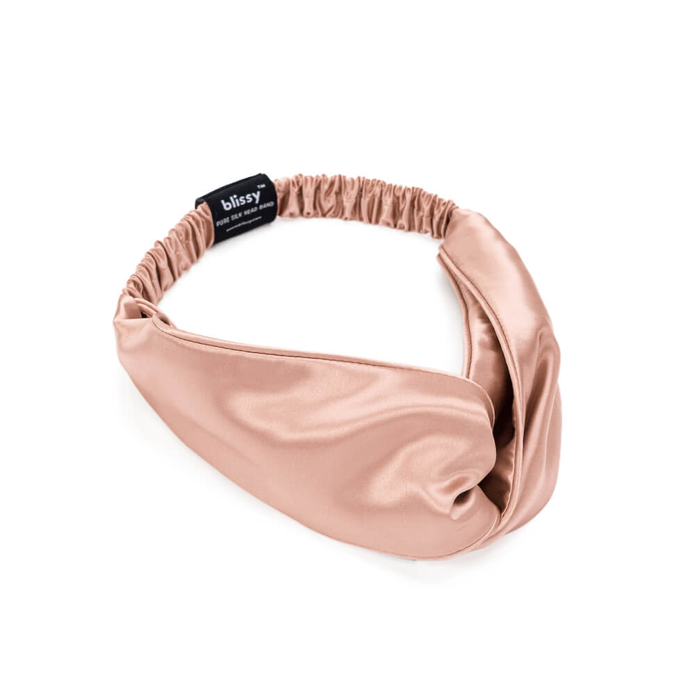 Rose Gold Blissy Head Piece Close-Up – Blissy 22 Momme Silk