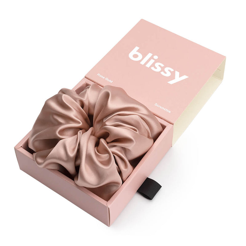 Blissy Oversized Scrunchie - Rose Gold - Blissy Rose Gold Blissy Oversized Scrunchie – 22 Momme Mulberry Silk, 100% Silk