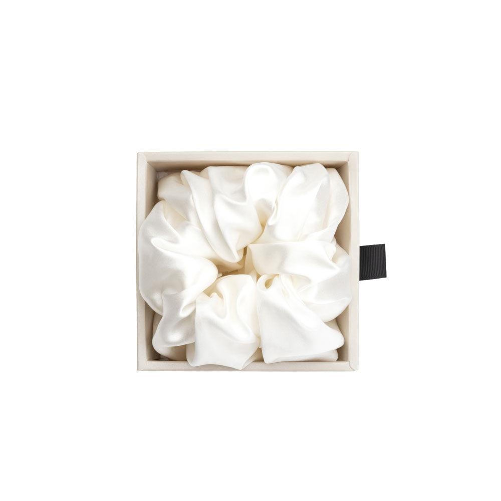 Blissy White Silk Blissy Oversized Scrunchie Detail –