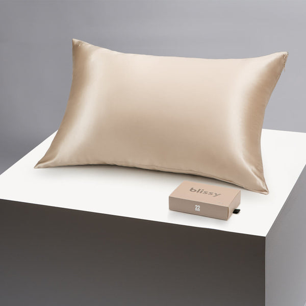 Blissy Standard Champagne Pillowcase – 22 Momme Mulberry Silk, 100% Silk