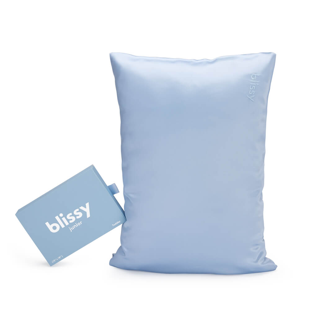 Blissy Baby Blue Silk Pillowcase Detail –