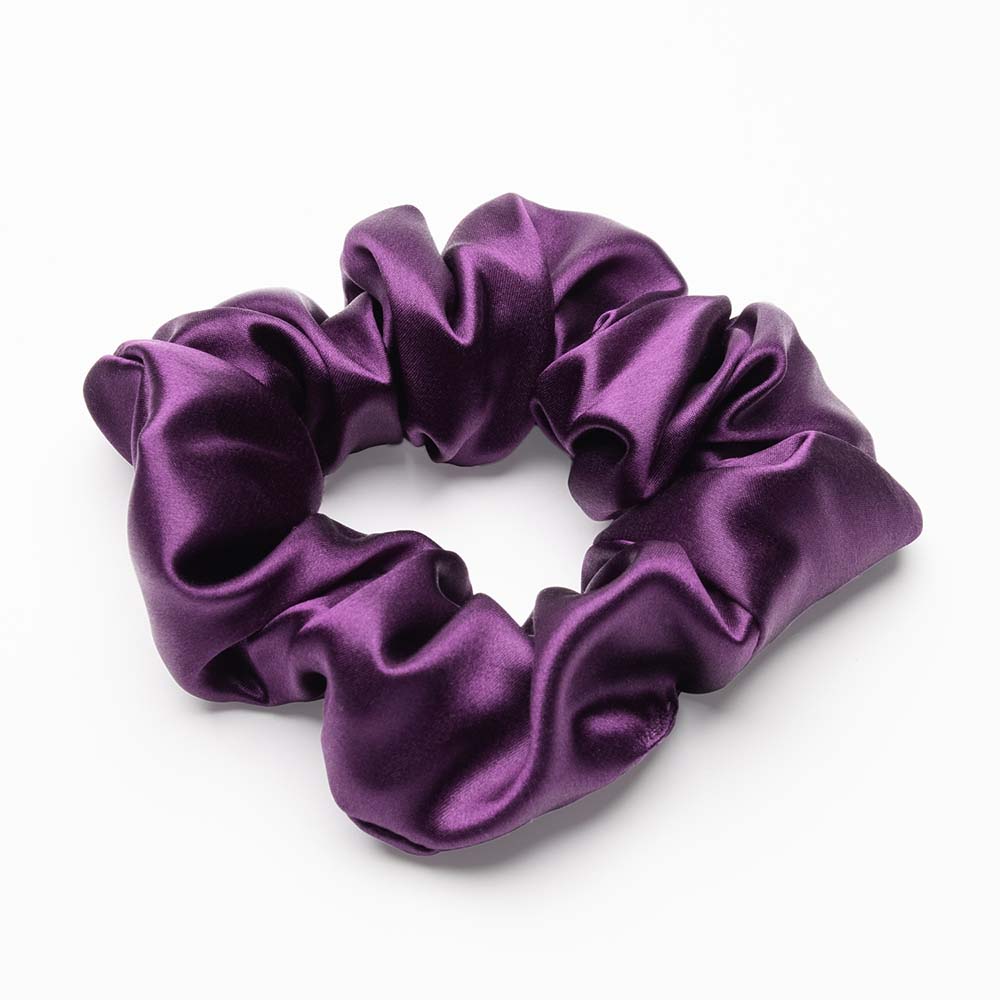 Royal Purple Blissy Scrunchies Close-Up – Blissy 22 Momme Silk