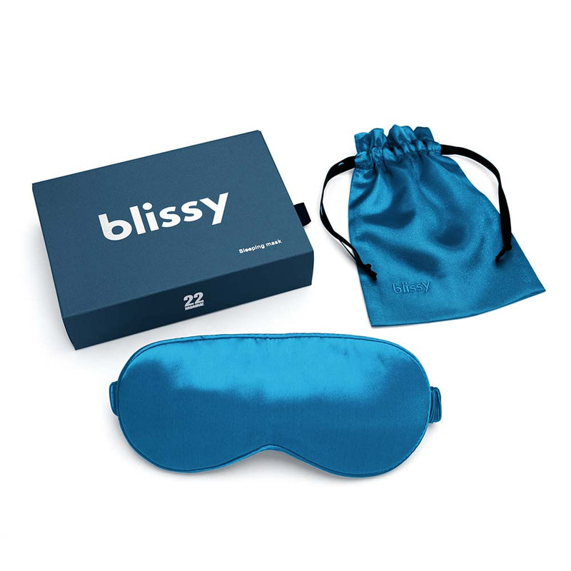 Sleep Mask - Aqua - Blissy Aqua Sleep Mask – 22 Momme Mulberry Silk, 100% Silk