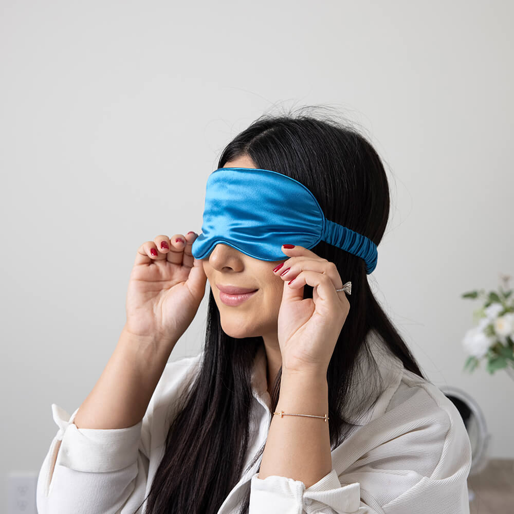 Aqua Mulberry Silk Sleep Mask – Blissy