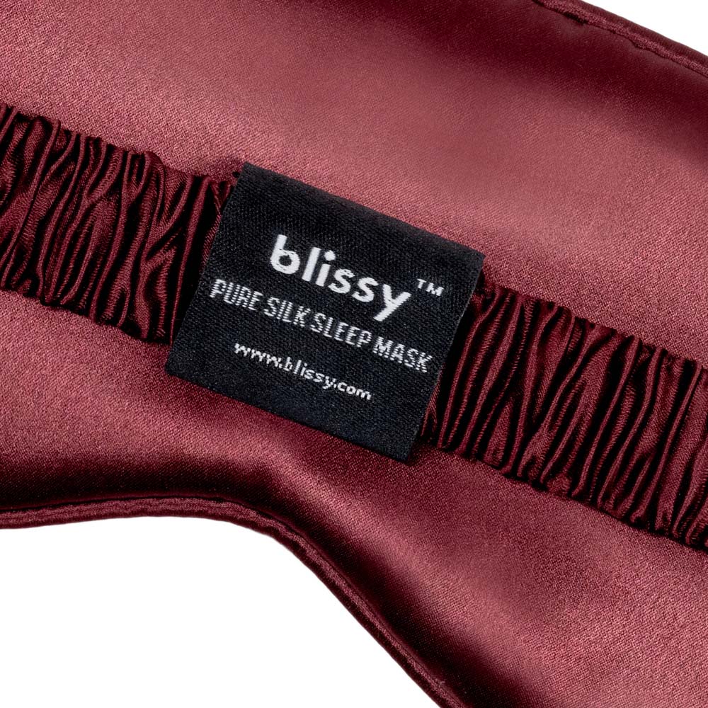 Blissy Burgundy Silk Sleep Mask Detail –