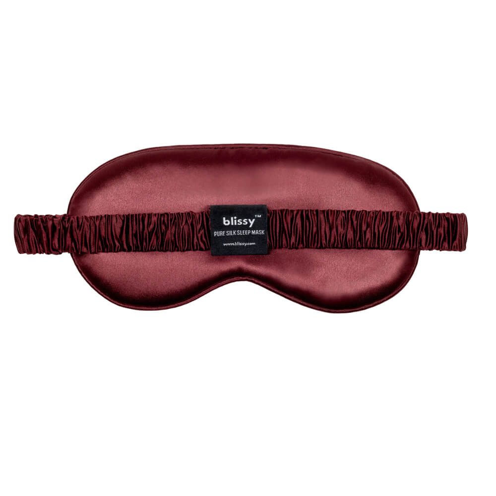 Burgundy Sleep Mask Close-Up – Blissy 22 Momme Silk