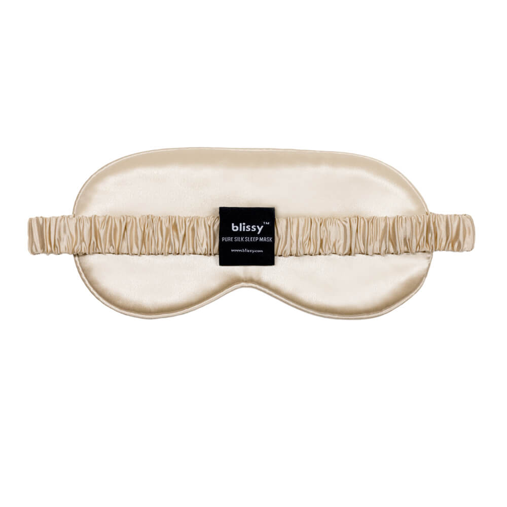 Champagne Sleep Mask Close-Up – Blissy 22 Momme Silk