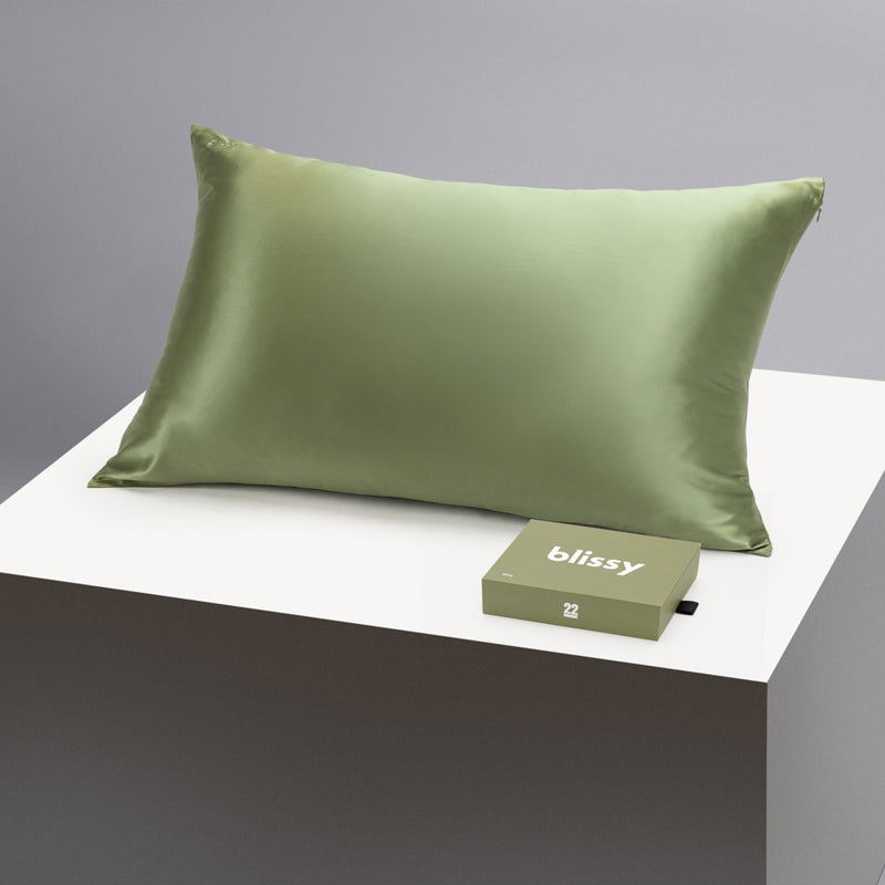 Pillowcase - Olive - Standard - Blissy Standard Olive Pillowcase – 22 Momme Mulberry Silk, 100% Silk