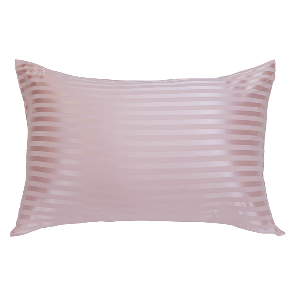 Blissy Pink Striped Silk Pillowcase Detail – Queen