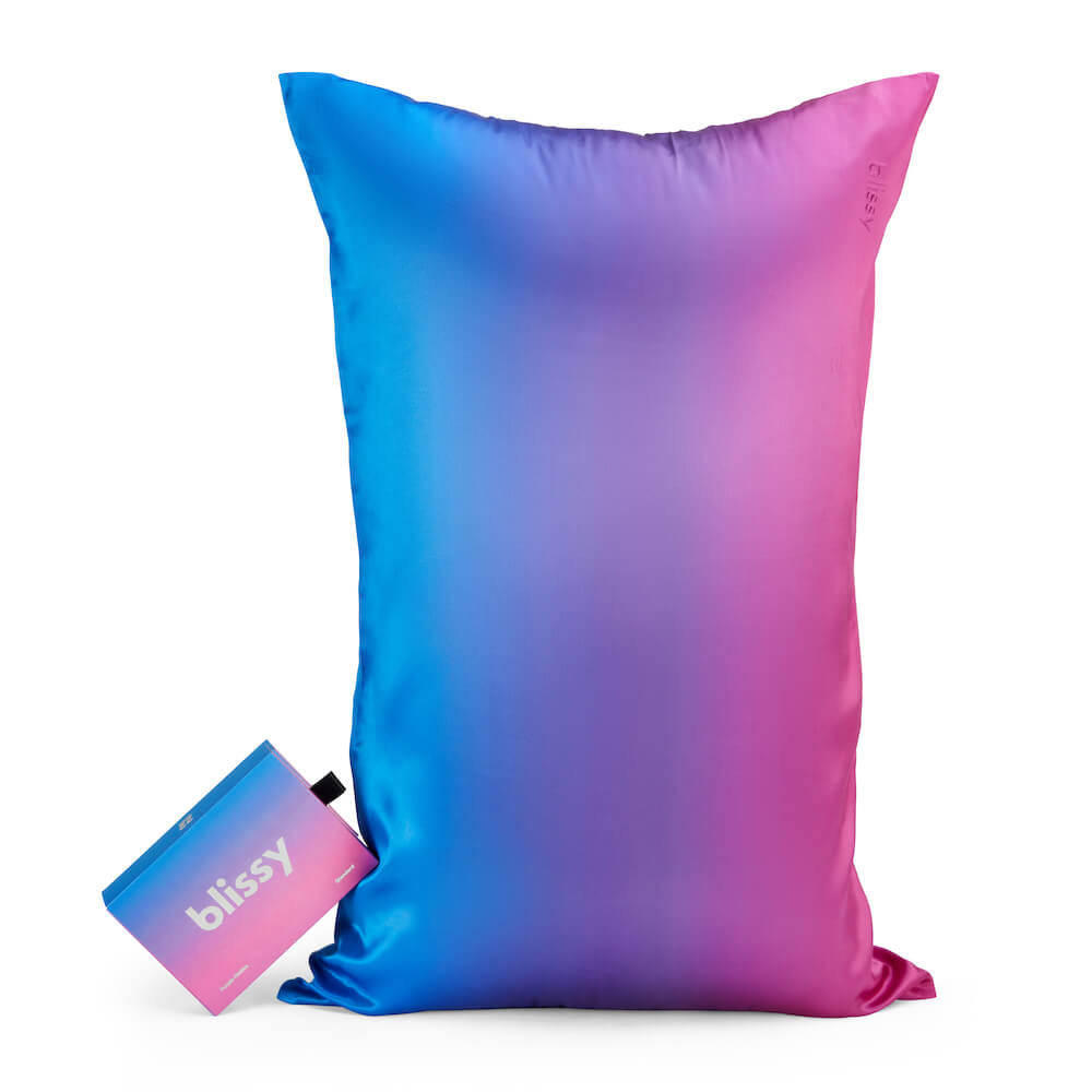 Blissy Purple Ombre Silk Pillowcase Detail – Queen