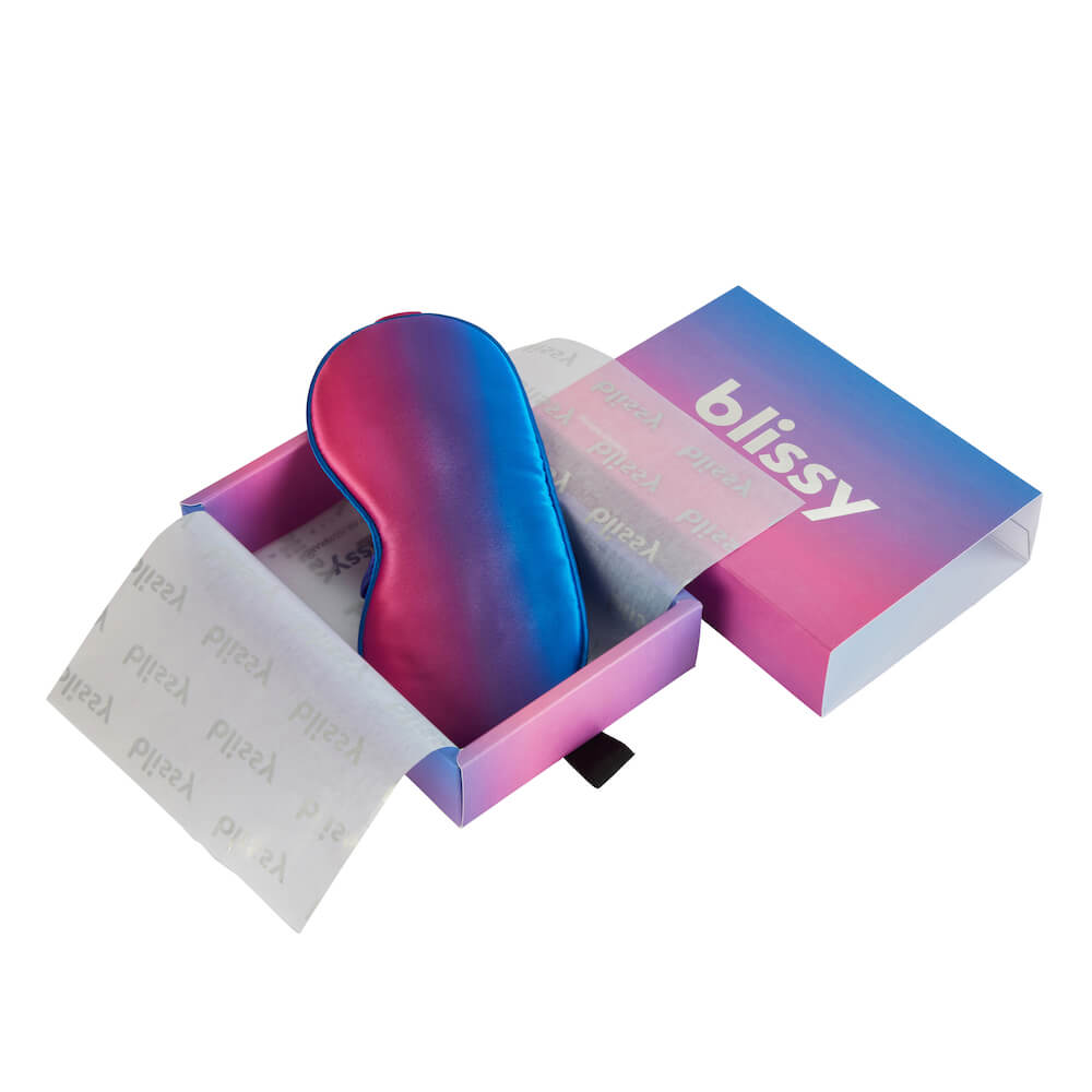 Purple Ombre Sleep Mask Close-Up – Blissy 22 Momme Silk