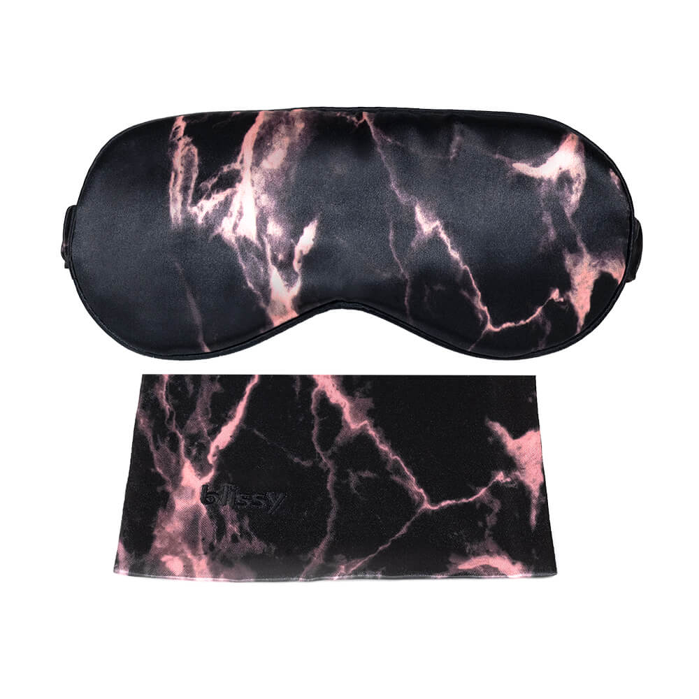 Blissy Rose Black Marble Sleep Mask Lifestyle – Mulberry Silk