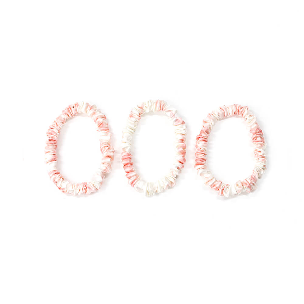 Blissy Rose White Marble Silk Blissy Skinny Scrunchies Detail –
