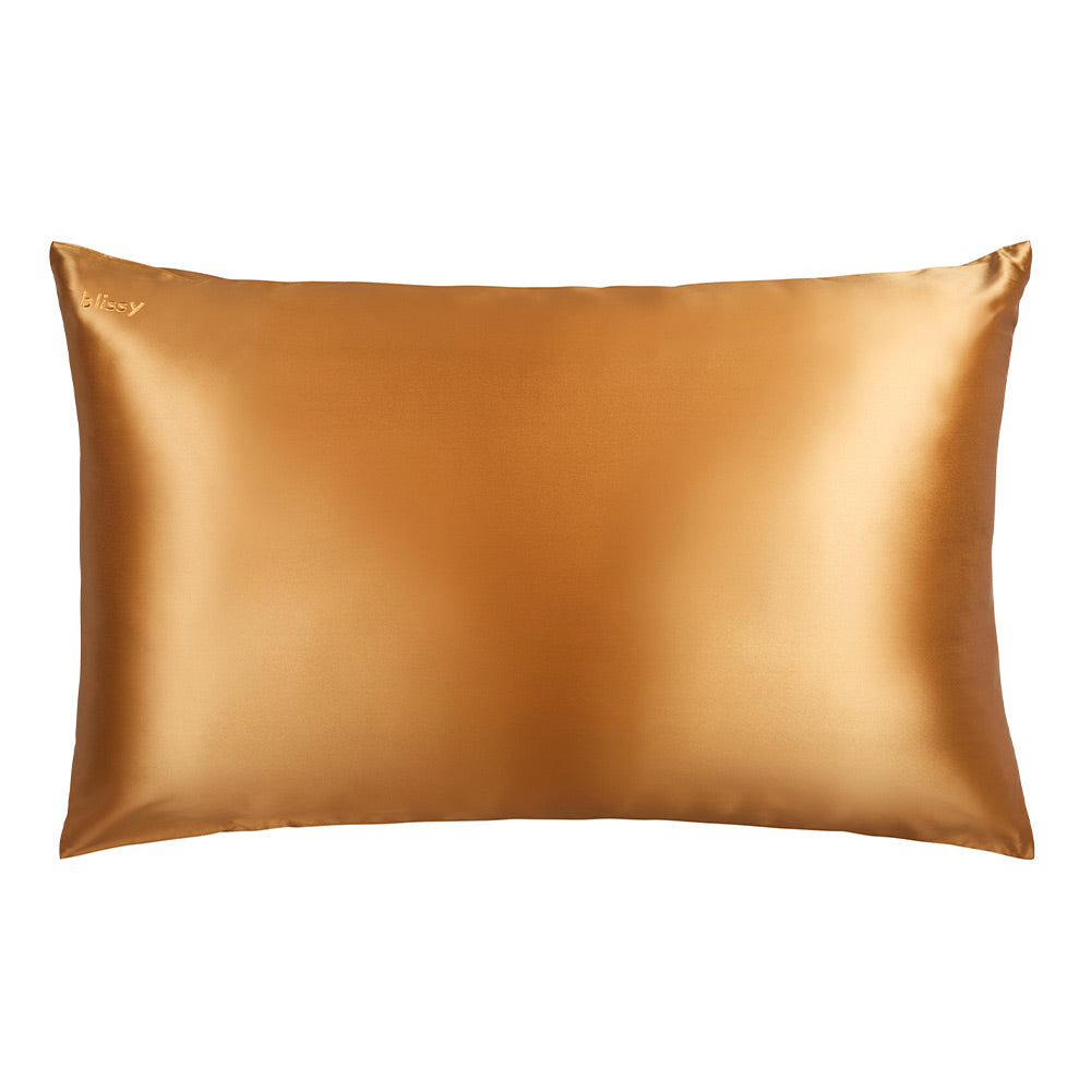 Blissy Standard Gold Pillowcase Lifestyle – Mulberry Silk