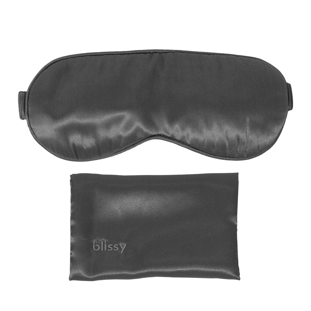Grey Sleep Mask Close-Up – Blissy 22 Momme Silk