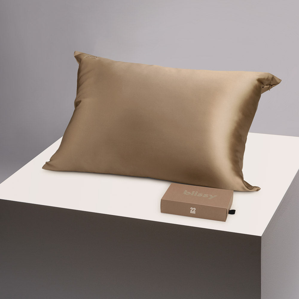 Blissy Queen Taupe Pillowcase – 22 Momme Mulberry Silk, 100% Silk