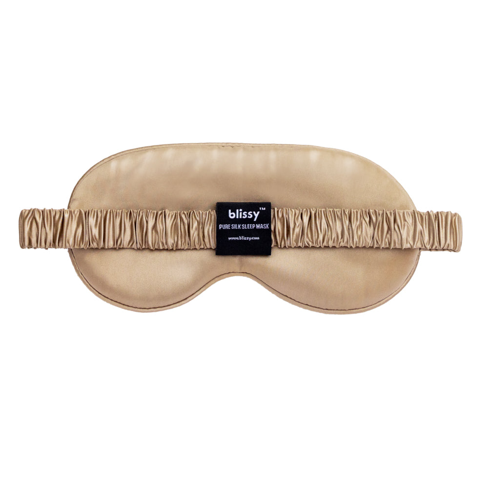 Blissy Taupe Silk Sleep Mask Detail –