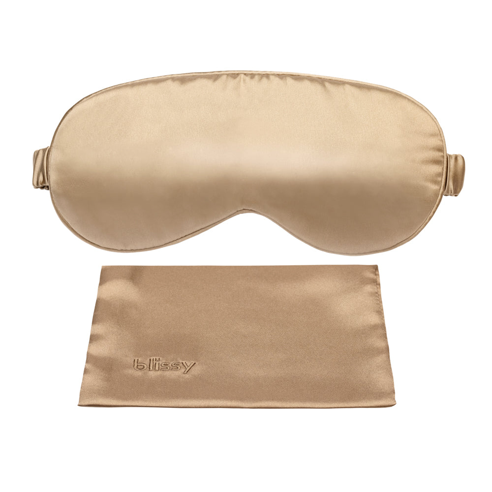Taupe Sleep Mask Close-Up – Blissy 22 Momme Silk